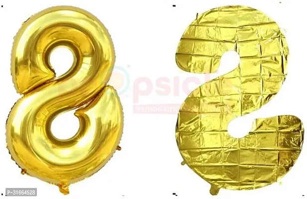 Solid 8 Number Helium Birthday/Anniversary Balloon Gold, Pack Of 1-thumb2