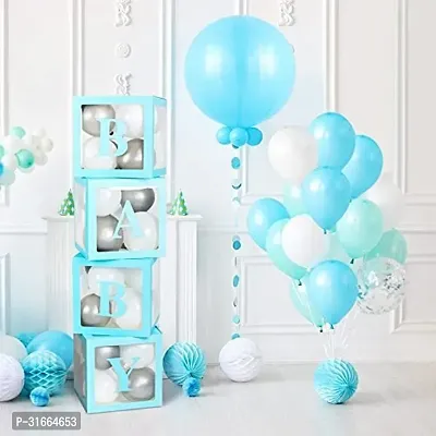 Solid Paper Baby Letter Balloon Box For Baby Shower Party Decoration Set Of 64 Boxes Balloon Blue, Pack Of 64-thumb0