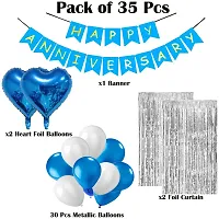 Solid Blue And Silver Theme Happy Anniversary Balloon Multicolor, Pack Of 35-thumb1