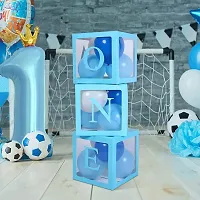 Solid Paper Blue One Balloon Box For 1St Birthday Parties Decorations Set 3 Box Balloon Blue, Pack Of 3-thumb1