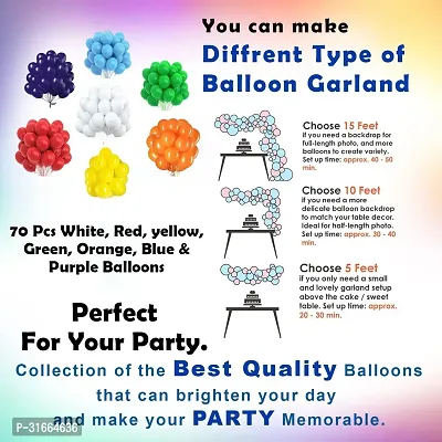 Solid Rainbow Theme Birthday Balloons Birthday Decoration Items Multicolor Balloon Balloon Multicolor, Pack Of 73-thumb2