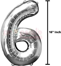 Solid 6 Number Helium Birthday/Anniversary Balloon Silver, Pack Of 1-thumb1