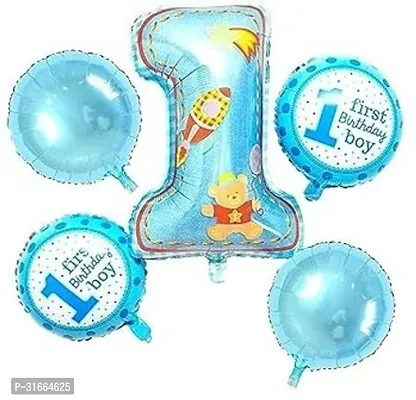 Printed 1 Number Birthday Foil Balloon Blue, Pack Of 1