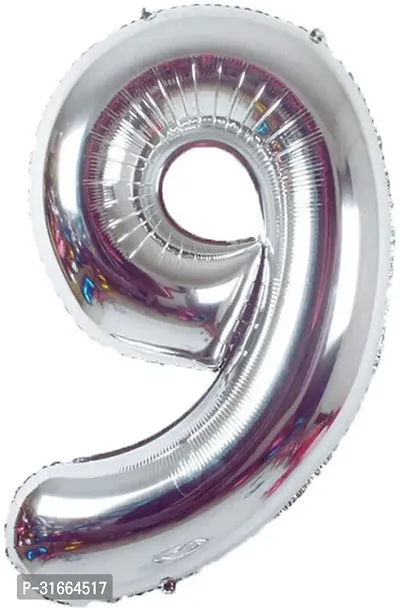 Solid 9 Number Helium Birthday/Anniversary Balloon Silver, Pack Of 1