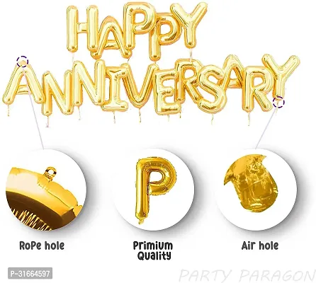 Solid Happy Annyversary Balloon Gold, Pack Of 63-thumb2