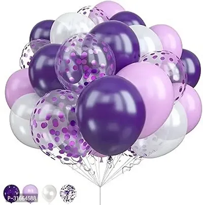 Solid White,Purple And Pink Latex, Purple Confetti Balloons For Birthday/Anniversary Balloon Purple, Pack Of 1