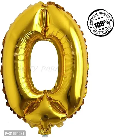 Solid 0 Number Helium Birthday/Anniversary Balloon Gold, Pack Of 1-thumb2