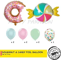 Solid Doughnut Foil Balloon, Candy Foil, Pastel, Polka Dot Balloon Multicolor, Pack Of 1-thumb1