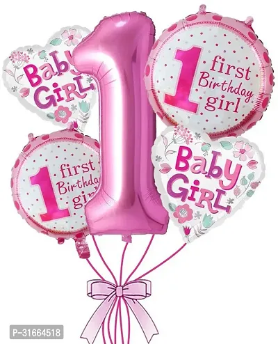 Solid 1St Birthday Girl Theme Foil Balloon Pink, Pack Of 1