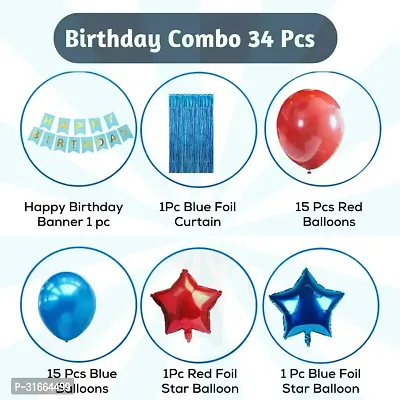 Solid Happy Birthday Balloon Multicolor, Pack Of 34-thumb2