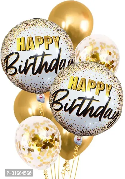 Solid Happy Birthday Foil Balloon Multicolor, Pack Of 7