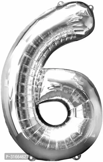 Solid 6 Number Helium Birthday/Anniversary Balloon Silver, Pack Of 1-thumb0