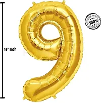 Solid 9 Number Helium Birthday/Anniversary Balloon Gold, Pack Of 1-thumb1