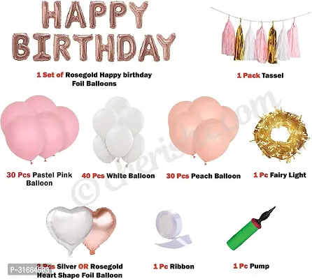 Solid Pastel Rose Gold Happy Birthday Decoration Balloon Gold, Pack Of 119-thumb2