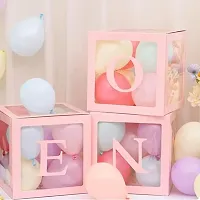 Solid One Balloon Box For 1St Birthday Decor Set Of 3 Box Balloon Pink, Pack Of 3-thumb1