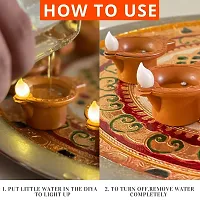 6 Led Water Sensor Diya for Diwali Decoration Item for Home Decor and Diwali Gift - Brown led Diya Set Deepawali Decor for Office Livl Diwali Decor for Office Living Room Diwali Festival Item (24 Pcs)-thumb3