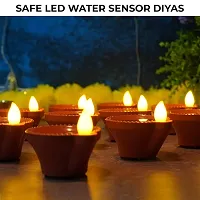 Water Sensor Diya for Home Decoration - 6 Pcs Electric Flameless  Smokeless LED Diya Lights, Eco-Friendly Led Diyas Candle for Home Decor, Diwali Festivals Decoration,Christmas,New Year, Festive-thumb1