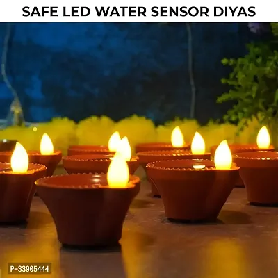 Water Sensor Diya for Home Decoration - 6 Pcs Electric Flameless  Smokeless LED Diya Lights, Eco-Friendly Led Diyas Candle for Home Decor, Diwali Festivals Decoration,Christmas,New Year, Festive-thumb2