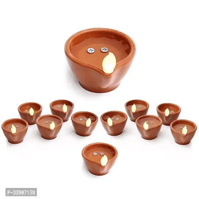 Party Paragon Plastic Water Sensor Led Light Diyas/Deepak (Pack Of 6) / Flameless  Smokeless Warm Ambient Tea Light Candles For Diwali, New Year Home/Mandir Decoration (Brown)