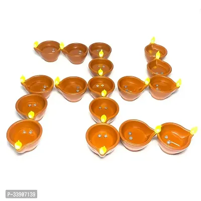 Party Paragon Plastic Water Sensor Led Light Diyas/Deepak (Pack Of 6) / Flameless  Smokeless Warm Ambient Tea Light Candles For Diwali, New Year Home/Mandir Decoration (Brown)-thumb3