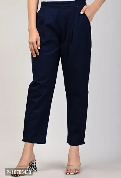 Stylish Cotton Solid Trousers For Women