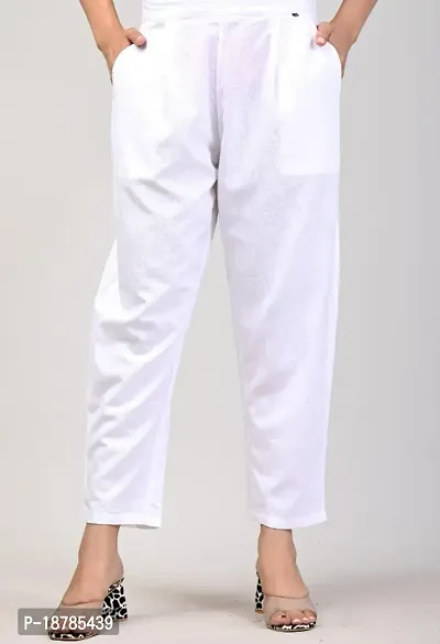Stylish Cotton Solid Trousers For Women-thumb0