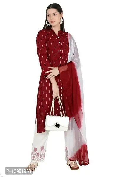 Women Stylish Rayon Printed Kurta Bottom With Dupatta Set-thumb0