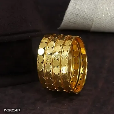 Elegant Golden Metal Bangles Set For Women 4Pcs-thumb0
