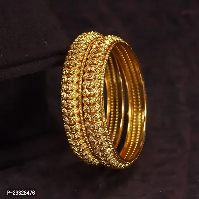 Elegant Golden Metal Bangles Set For Women 2Pcs-thumb0