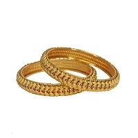 Elegant Golden Metal Bangles Set For Women 2Pcs-thumb1