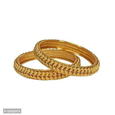 Elegant Golden Metal Bangles Set For Women 2Pcs-thumb2