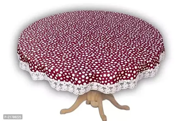 Red Polka Dots Print Small Table Cover 2 Seater Printed Round Shape Table Cover With White Lace Size 40 Inches Diameter Water poof Dustproof Table Cloth