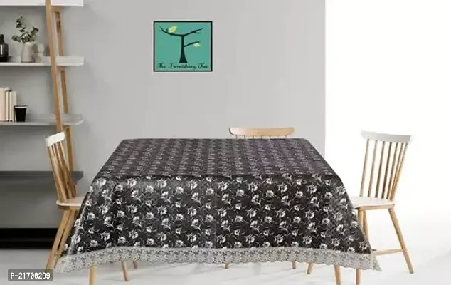 Square Table Cover for 4 Seater PVC Waterproof Flower Pattern Tablecloth Indoor Outdoor 60x60 Inch Grey-thumb0