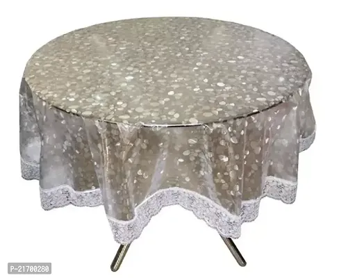 PVC Plastic 3D Bubble Transparent Round 6 Seater Dining Table Cover with Silver Border 72 Inches Round Pack of 1-thumb0