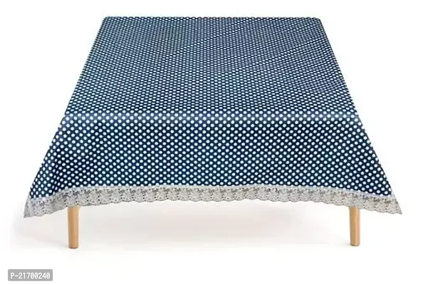 Square Table Cover for 4 Seater PVC Waterproof Polka Dots Pattern Tablecloth Indoor Outdoor 60x60 Inch Blue