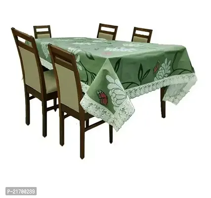 Green Flower Print Dining Table Cover 6 Seater Printed Rectangular Shape Table Cover With White Lace Size 60x90 Inches Diameter Water poof Dustproof Table Cloth-thumb0