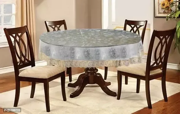 PVC Plastic 3D Bubble Transparent Round 4 Seater Dining Table Cover with Gold Border 60 Inches Round Pack of 1-thumb0