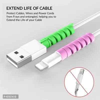 Spiral Cable Protectors for USB Charger Cable and Earphones Elastic Cord Saver - Multicolored-thumb2