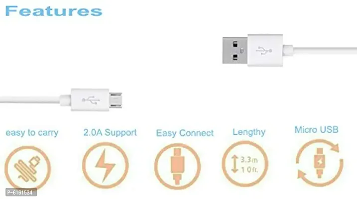 USB to Micro USB Cable, Charge and Sync, 1 Metre Length (White )-thumb2