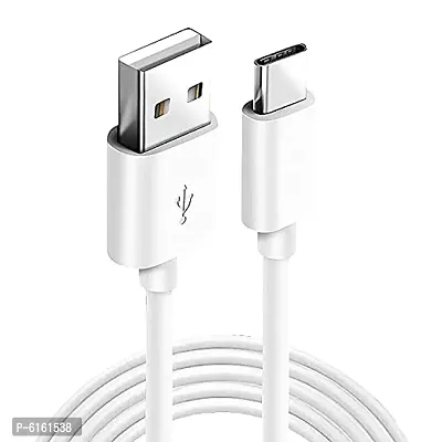 Type-C Support 27W/9V/3A Fast Charge Cable Supported USB Cable Original Like USB | Charger Cable | Rapid Quick Dash Fast Charging Cable || 1M || Whit-thumb0