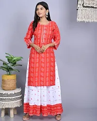 Woman Bandhani Printed Cotton Kurta Skirt Set (RED)-thumb2