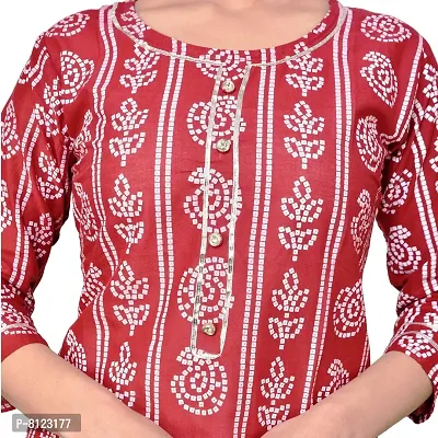 Generic Woman Bandhani Printed Cotton Kurta Skirt Set RED M L XL XXL-thumb5