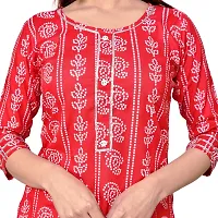 Generic Woman Bandhani Printed Cotton Kurta Skirt Set RED M L XL XXL-thumb4