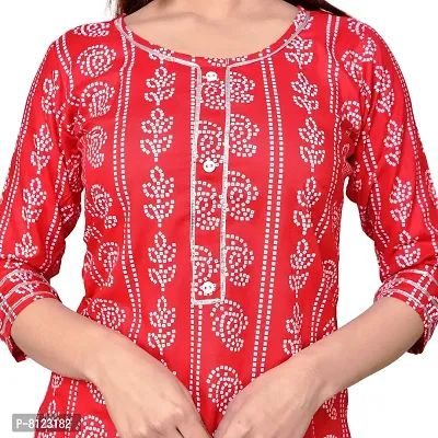 Generic Woman Bandhani Printed Cotton Kurta Skirt Set RED M L XL XXL-thumb5