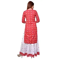 Generic Woman Bandhani Printed Cotton Kurta Skirt Set RED M L XL XXL-thumb1