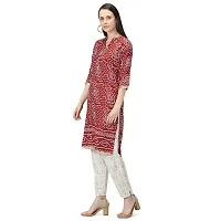 Mastani Collection Women's Cotton Bandej Bandhani Print Kurti with Straight Pants (Red, Large)-thumb3