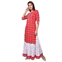 Generic Woman Bandhani Printed Cotton Kurta Skirt Set RED M L XL XXL-thumb3