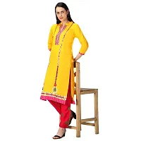 Women's Beautiful Rayon Kurti Pant Dupatta Set (Yellow, XXL)-thumb3