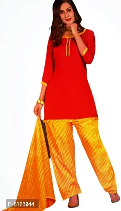 Girls Branded Rayon Kurti Pant Dupatta Six Color Set Size L (Red)