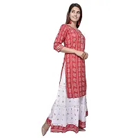 Woman Bandhani Printed Cotton Kurta Skirt Set (RED)-thumb4